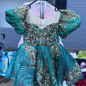 Teal and Gold Sequin Dress